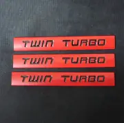 3PCS Matte Red TWIN TURBO Metal Badge Emblem Decal Sticker Engine 3D Racing Auto (for: Audi)