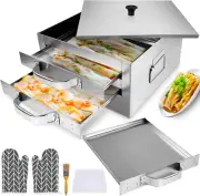 2-Layer Rice Noodle Roll Steamer, with Extra Steam Tray, Stainless Steel Top Ope