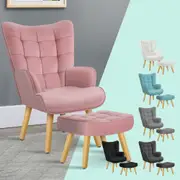 ALFORDSON Wooden Armchair Accent Chair Ottoman Lounge Sofa Couch Footstool
