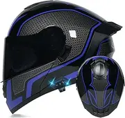 Modular Flip-Up Motorcycle Helmet Bluetooth Motorbike Helmet with Dual Visors for Adult Men and Women Scooter Cruiser Motorcycle Helmet DOT/ECE Approved