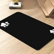 Pet Feeding Mat - Absorbent for Food and Water Bowl - No Stains Quick Dry - Dog Accessories Pet Supplies Black 12''x19''