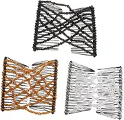 OSOLADY Hair Bun Clip Set 3pcs Elastic Beaded Combs Hair Bun Maker Without Tools Styling Tool for Women Hair Elastics