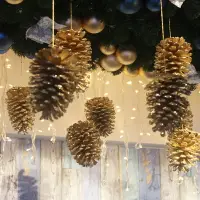 在飛比找樂天市場購物網優惠-圣誕節圣誕樹仿真果實材料雙色松果裝飾掛件酒店櫥窗裝飾金色松果