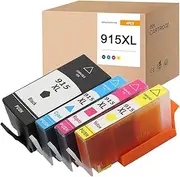 4 Pack 915XL 915 Compatible Ink with HP Officejet 8010 8012 8020 8022 8026 8028 Not Suitable for Printers Enabled(1BK,1C,1M,1Y) (1Black+1Magenta+1Cyan+1Yellow)