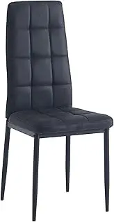 Sandy Dining Chair Set of 6 Modern Black Smoky Upholstery with Sturdy Powder Coated Metal Legs Comfortable Padded Seat for Dining Room Kitchen Restaurant 97H x 41W x 49D CM Black