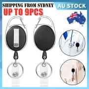 3-9PCS Retractable Badge Holder Reel ID Card Business Security Pull Key Tag Clip