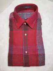 VTG Corum Van Heusen Button Up Red Plaid Flannel Shirt Winterweights Fitted Sz S