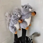 Grey Squirrel Golf Wood Head Covers Plush Animal Driver Fairway Wood Headcover