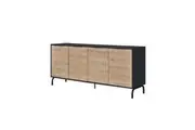 Madden Scandinavian Sideboard Buffet Unit Storage Cabinet 4-Doors Oak & Black