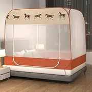 Mosquito Net for Bed, Bed Canopy Mosquito Net 2 Side Openings Single Children Beds Multicolor(Orange)
