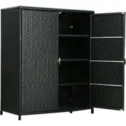 Outdoor Storage Cabinet Garage Shelf Chest Garden Shed Tools - Black