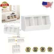 Stackable Kids Toy Storage Cubby with 3 Bins for Modern Playroom Organization