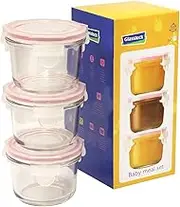 Glasslock MCCB016 Baby Food Round Container, 3-Piece Set, Clear, GL-545