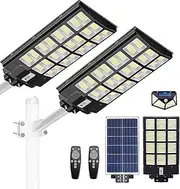 Xmart 268000LM Solar Street Lights Outdoor, 2Pack 4800W Dusk to Dawn Solar Flood Lights, IP67 Waterproof with Motion Sensor&Remote,Wide-Angle Security Lighting for Parking Lot, Yards, and Street