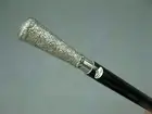 Walking Wooden Stick Vintage Cane Solid Silver Pillar Head Handle Gift