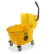 Commercial Mop Bucket & Side Press Wringer - 33 Quart Yellow