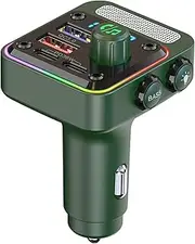 IOIUSKKU Fast Charging Car MP3 Player with Bluetooth Transmitter ABS Ambient Light Show USB Flash Drive Peripheral WAV Charger, Green