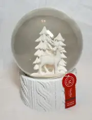 Martha Stewart Christmas Snow Globe Battery Light Up Deer Tree 5-1/2" New w/Tag
