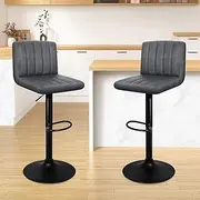 ALFORDSON Bar Stool Kitchen Stool Swivel Counter Dining Chair in 57-75.5cm Adjustable Height with Floor Protector for Home Bar Cafe Dining Room, Macias Series Grey