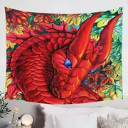 Autumn Leaves and Red Dragon Tapestry
