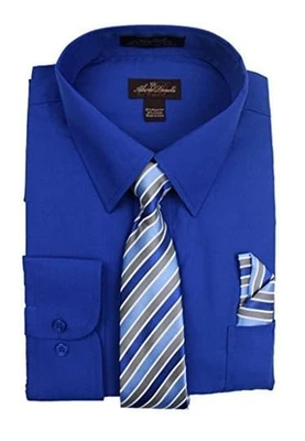 Alberto Danelli Boys Kids Long Sleeve Dress Shirt Set with Matching Tie 7