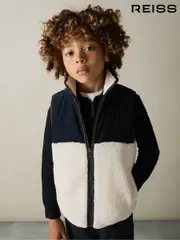 Reiss Navy/White Dutton 9-13 yrs Cotton-Corduroy and Fleece Gilet (E87476) | $125