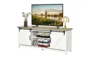 Giantex Wooden TV Stand Entertainment Unit w/Sliding Door Media Console Table White