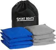SPORT BEATS Water Proof Cornhole Bags Standard Bean Bags Toss Set of 8 for Tailgating by 6" x 6" 16OZ