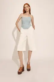 elise mesh corset top in softblue