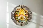 Whimsical Gnome Sunflower Wind Spinner, 3 Size Choices