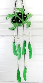 Sea Turtle Glass Wind Chime Outdoor Porch and Patio Decor