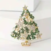 New Fashion Alloy Hollow Rhinestone Pentagram Star Christmas Tree Brooch.