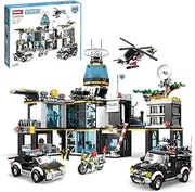 City Police Station Building Blocks Set, Police City Building Toys with Helicopter, Motorcycle, Police Cars, STEM Toys for Kids Age 6+, 1261 Pieces