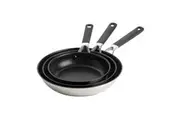 3pc KitchenAid Classic Stainless Steel Frypan Set Home Kitchen Cooking Pan