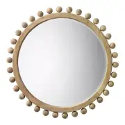 Eden Home Coastal Wood Mirror with Small Balls in Natural Finish