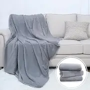 SeaBeauty Cozy Rabbit Plush Blanket Bulk is Comfortable and Suitable for Home use, Office nap time, Camping Blanket,Grey, Pack of 3-50x 65Inch (Grey)