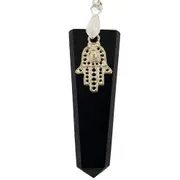 Black Tourmaline Hamsa Hand Pendant