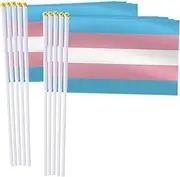 Transgender Rainbow Handheld Small Flag Set,10 PCS 5×8 Inch Mini Transgender Rainbow Lgbtq Pride Rainbow Hand Held Banner,Tiny Digital Printed Polyester Banner