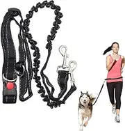 ADOGO Bungee Dog Leash Shock Absorbing Traction Rope Hands Free Waist Belt for Dog Running Jogging or Walking