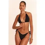 Black Mini O Ring Tie Side Bikini Bottoms, Black