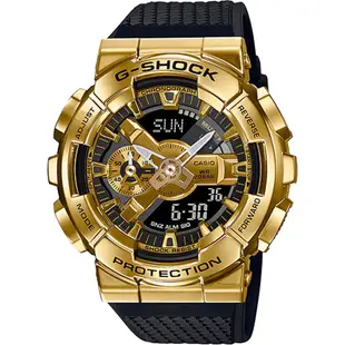 CASIO 卡西歐 G-SHOCK 重金屬工業風雙顯錶 送禮推薦-黑金 GM-110G-1A9