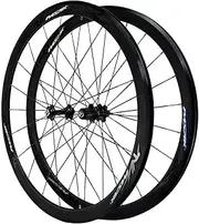 [ZECHAO] 700C Road Bike Wheelset,Double Wall Aluminum Alloy Rim 40mm Racing Cycling Wheels for 7/8/9/10/11 Speed C Brake V Brake Wheelset (Color : Black, Size : 700C)