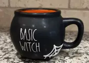 New Rae Dunn Halloween BASIC WITCH Black Orange Cauldron Mug