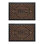 2PK Solemate Embossed Welcome 40x60cm Stylish/Durable Outdoor Front Doormat