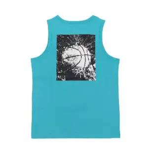 Nike 背心 Basketball Tank Top 男款 水藍 黑 籃球印花 無袖 純棉 運動上衣 小勾 FJ2301-367