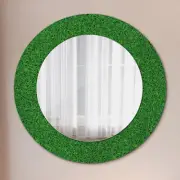 Wall Mounted Hanging Mirror Glass Frame with Print Art Home Decor Green Grass