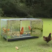 FIN Large Stainless Steel Chicken Coop Poultry Duck Rabbit Dog Cage House with Cover