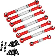 RZXYLRC Adjustable Stainless Steel Turnbuckles Set/Camber Links with Rod Ends Set for Traxxas Slash 4X4/2WD, Rustler4X4/2WD, Stampede 4X4/2WD VXL, Nitro Slash/Rustler Upgrade RC Car Parts (red)