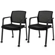 Costway 2x Mesh Office Chair Mobile Training Conference Chair Computer Chair Mid Back Living Room Black