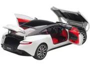 1/18 Aston Martin DB11 Model Car Morning Frost White Metallic Black Top Red I...